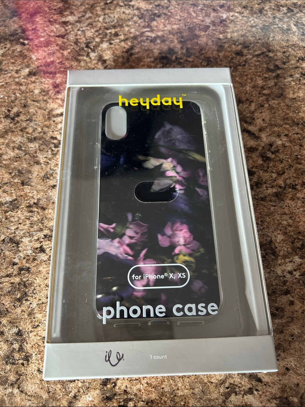 heyday Black Floral Phone Case with Purple and Pink Flowers